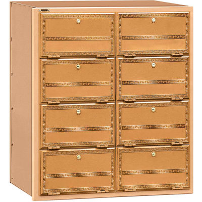 Aluminum Americana Mailbox 2108RL - 8 Doors, Rear Loading, Private Access, Brass