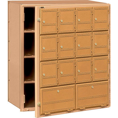 Aluminum Americana Mailbox 2114FL - 14 Doors, Front Loading, Private Access, Brass