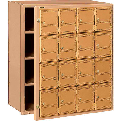 Aluminum Americana Mailbox 2116FL - 16 Doors, Front Loading, Private Access, Brass
