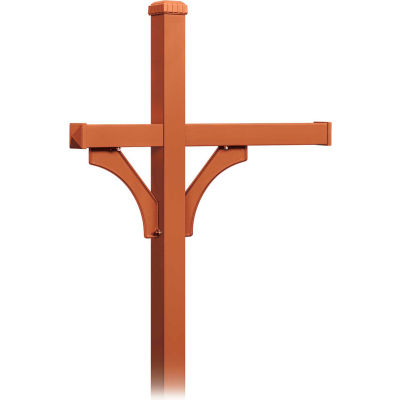 Deluxe Post 4373D-COP - 2 Sided In-Ground Mounted for 3 Designer Roadside Mailboxes Copper
