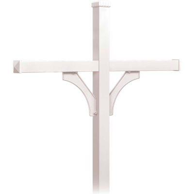 Deluxe Post 4374WHT - 2 Sided, In-Ground Mounted, for (4) Roadside Mailboxes, White