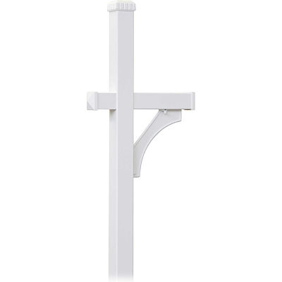Deluxe Mailbox Post 4870WHT - 1 Sided, In-Ground Mounted, White