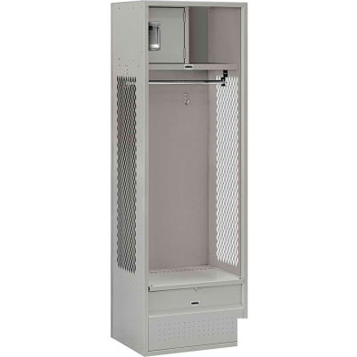 Steel Gear Locker With Open Front, 24"Wx18"Dx72"H, Gray, Unassembled