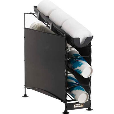 San Jamar® Wireworks 3 Tier, 2 Cup Dispensers & 1 Lid Organizer, 2 Side Panels, C8503WFD