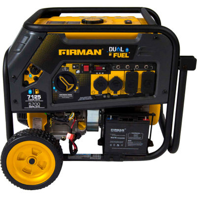 Firman 7100/5700 Watt Dual Fuel Portable Generator, Gas, Electric & Recoil Start, 120/240V - H05751