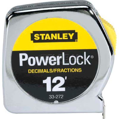 Stanley 33-272 PowerLock® Decimal Tape Rule W/Metal Case 1/2" x 12'