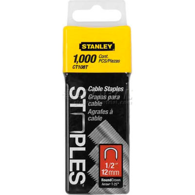 Stanley CT108T Round Crown Cable Staples 1/2", 1,000 Pack - Pkg Qty 4