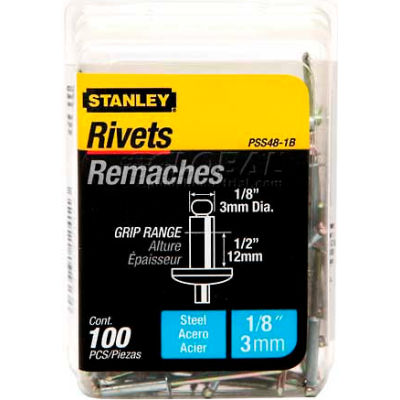 Stanley PSS48-1B Steel Rivets 1/8" x 1/2", 100 Pack
