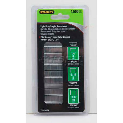 Stanley TRA200BN Light-Duty Staple Assortments, 1,500 Pack