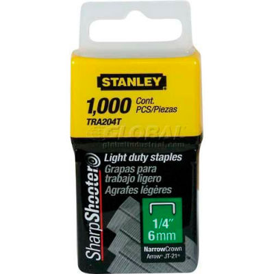 Stanley TRA204T Light Duty Wide Crown Staples 1/4", 1,000 Pack