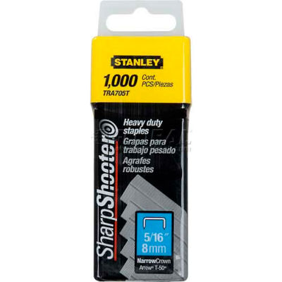 Stanley TRA705T Heavy-Duty Narrow Crown Staples 5/16", 1,000 Pack - Pkg Qty 6