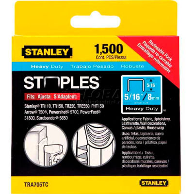 Stanley TRA705TCS Heavy-Duty Narrow Crown Staples 5/16", 1,500 Pack - Pkg Qty 5