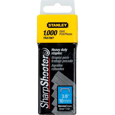 Stanley TRA706T Heavy-Duty Narrow Crown Staples 3/8", 1,000 Pack