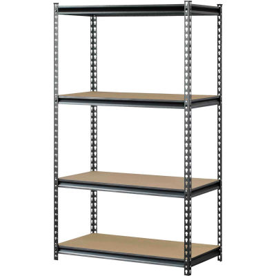 Muscle Rack UR361860PB4P-SV, Z-Beam Boltless Shelving, 36"W x 18"D x 60"H, 4-Shelf w/Wood Deck