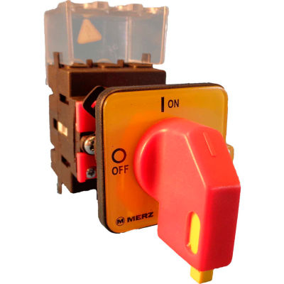 Springer Controls/MERZ ML1-025-CR2, 25A,3-Pole, Disconnect Switch, Red/Yellow, Center-Mount, Lockout