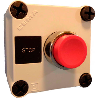 22mm Push Button Station; Single Element, Stop (Red), Momentary, Chrome Bezel, 1NC contact, N4X