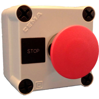 22mm Pushbutton Station; Single Element, Mshrm Head (40mm, Red), Momentary, Chrome Bezel, 1NC, N4X