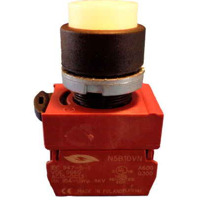 Springer Controls N5XPLBSDTJ, 22 mm Press-to-Test, black bezel, White lens, Transformer, 120v