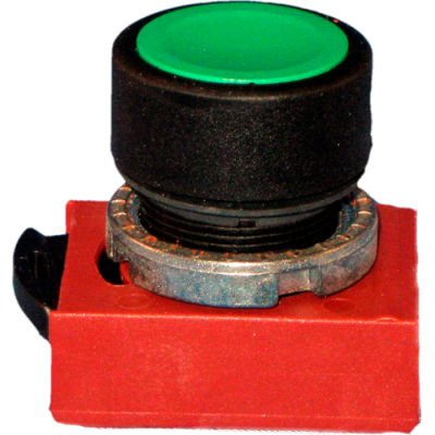 Springer Controls N5XPNNG10, 22 mm Momentary Push Button; Black, Flush, 1 normally open contact