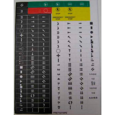 T.E.R., PRET0215PE Symbols Decal Sheet, Use w/ MIKE & VICTOR Control Pendants, 1 Sheet