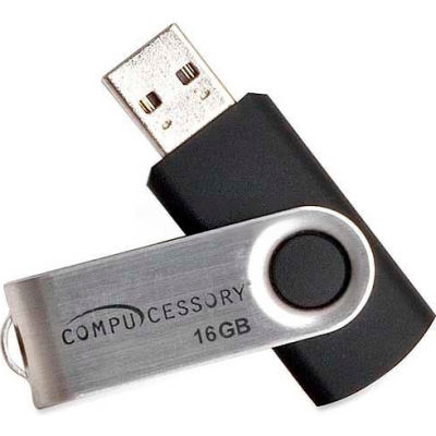 Compucessory 26467 Password Protected USB 2.0 Flash Drive, 16 GB, Black