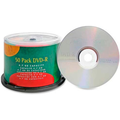 Compucessory DVD-R, 35557, 16X Speed, 4.7GB, Branded, 50/Pk, Silver
