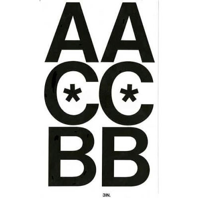 Chartpak Vinyl Letters, CHA01070, 3"H, Black, Helvetica Font, 50 Pcs