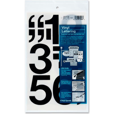 Chartpak® Vinyl Numbers, 3"H, 16/ST, Black