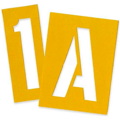 Chartpak Painting Letters & Numbers Stencil, CHA01575, 6"H, Yellow, Gothic Font, 35/Set