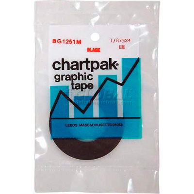 Chartpak® Chart Tape, BG1251M, Matte, .13"W X 27'L, Matte/Black