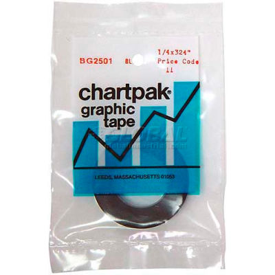 Chartpak® Chart Tape, BG2501, Glossy, .25"W X 27'L, Gloss/Black