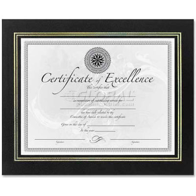 DAX Leatherette Frames, DAXN3192NB, 8.5" x 11", Black & Gold Trim Frame, 1 Each
