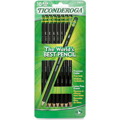 Ticonderoga Wood Pencil, #2 Pencil Grade, Graphite Lead, Black Barrel, 10/CD