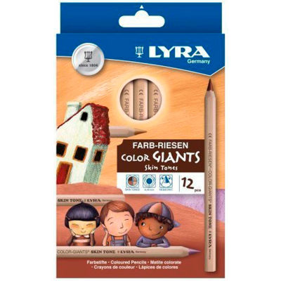 Lyra Color Giants Skin Tone Colored Pencils, 6.3 mm Lead Size, Assorted Lead, 12/Set