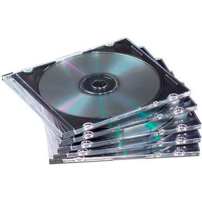 Fellowes® Thin Jewel Case, 98316, 5-3/8" X 3/16" X 4-15/16", 25/Pk, Black/Clear