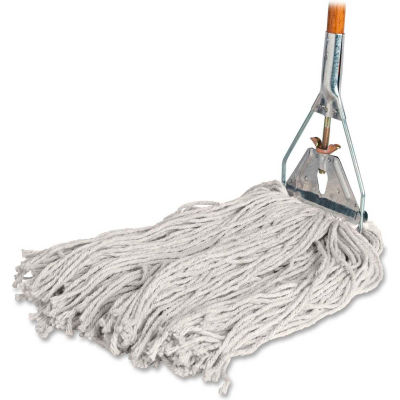 Genuine Joe Wet Mop, 4-Ply, 15/16"x60" Wood Handle, 24 oz., Natural Cotton, GJO54201