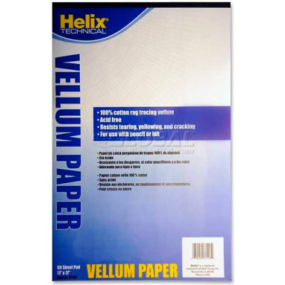 Helix® Vellum Pad, 37106, 8.5"L X 17"W, 50 Sheets, White