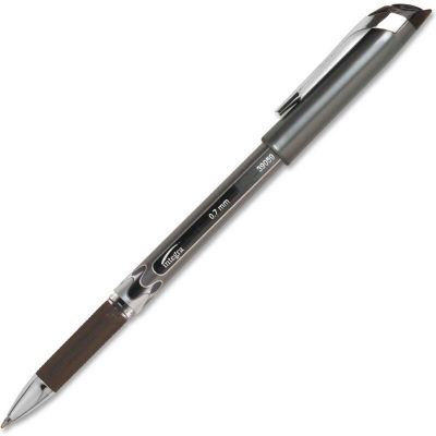 Integra™ Gel Stick Pen w/Rubber Grip, 0.7 mm Point, Black Ink, Black Barrel, Dozen
