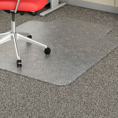 Lorell® Economy Office Chair Mat for Carpet - 48"L x 36"W 95 mil Thick with Lip- Beveled- Clear