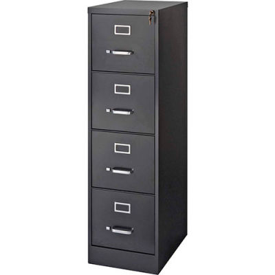 File Cabinets Vertical Lorell 4 Drawer Commercial Grade Vertical File Cabinet 15 W X 22 D X 52 H Black B836371 Globalindustrial Com