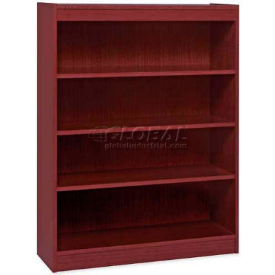 Lorell® 4-Shelf Panel End Hardwood Veneer Bookcase, 36"W x 12"D x 48"H, Mahogany