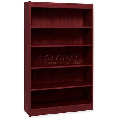 Lorell® 5-Shelf Panel End Hardwood Veneer Bookcase, 36"W x 12"D x 60"H, Mahogany