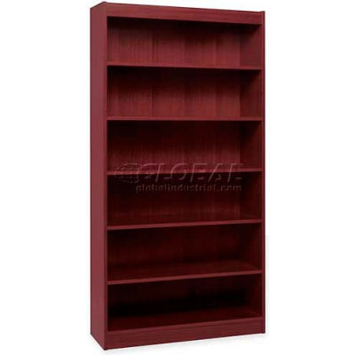 Lorell® 7-Shelf Panel End Hardwood Veneer Bookcase, 36"W x 12"D x 84"H, Mahogany