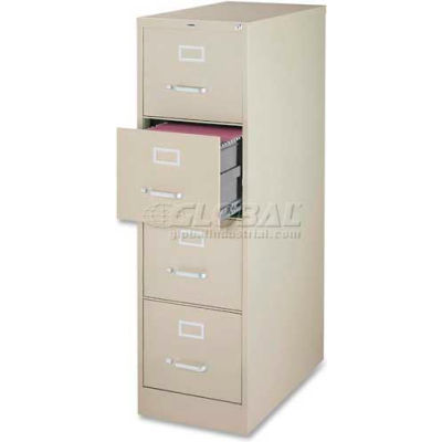 File Cabinets Vertical Lorell 4 Drawer Heavy Duty Vertical File Cabinet 18 W X 26 1 2 D X 52 H Putty B836416 Globalindustrial Com