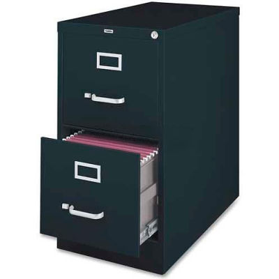 Lorell® 2-Drawer Heavy Duty Vertical File Cabinet, 18"W x 26-1/2"D x 28-3/8"H, Black