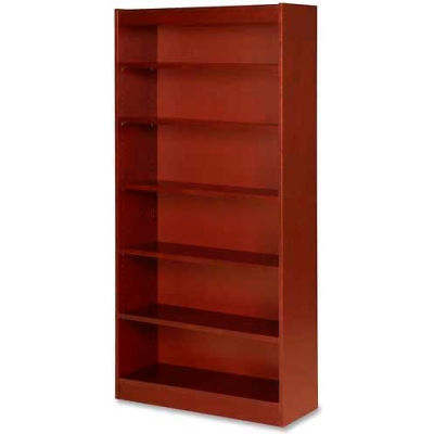 Lorell® 6-Shelf Panel End Hardwood Veneer Bookcase, 36"W x 12"D x 72"H, Cherry