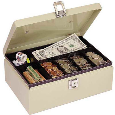 MMF SteelMaster Cash Box w/Latch Lock 221612003, 11"W x 7-3/4"D x 4"H, Sand