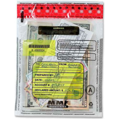 MMF FRAUDSTOPPER Tamper-Evident Deposit Bag 2362010N20, 9"W x 12"H, Clear, Price per 100 Bags/Box