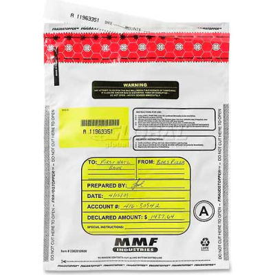 MMF FRAUDSTOPPER Tamper-Evident Deposit Bag 2362011N06 - 12"W x 16"H White, Price per 100 Bags/Box