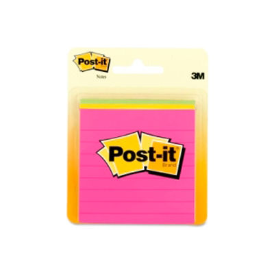 3M™ Post-It Notes, Lined, 3"x3", 50 Sheets/Pad, 3 Pads/Pk, Assorted
